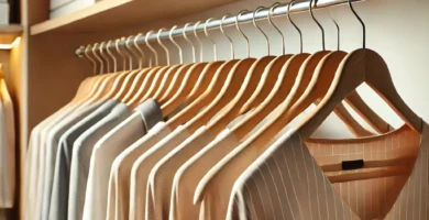 perchas de calidad con ropa colgada en un armario