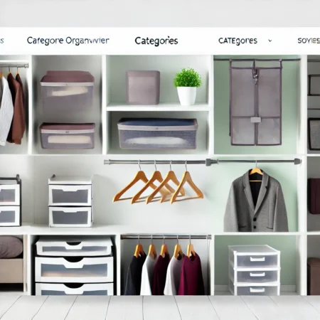 Soluciones eficientes para organizar ropa categorizando perchas, armario, cajones, estanterias