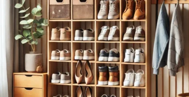 estanteria con 24 compartimentos como Soluciones para guardar zapatos